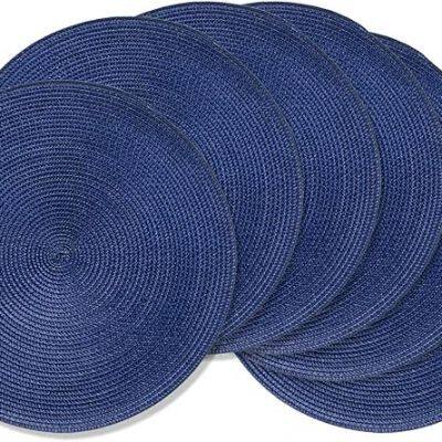 Round Braided Placemats 15 Inch Round Table Mats for Dining Tables Natural Woven Heat Resistant Place mats Set of 6
