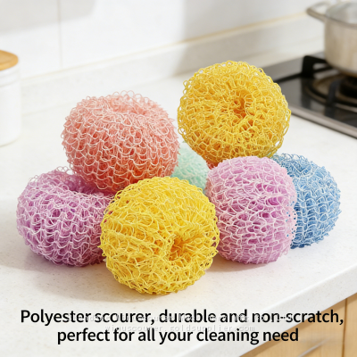 Kitchen Cleaning Ball Natural 100% Polyester Scourer photo-5