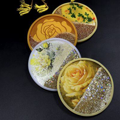 Customizable Acrylic Silicone Liquid Waterfall Quicksand Glitter Coffee Coaster Cup Mat Make Your Own Design-Sparkle Mats Pads photo-3