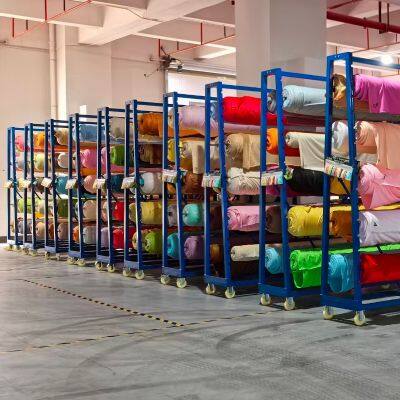 Powder-coated Textile Sorting Cart With Divided Compartments