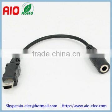 A type mini 5pin USB 2.0 male plug to 4C 3.5mm female jack cable for HIFI