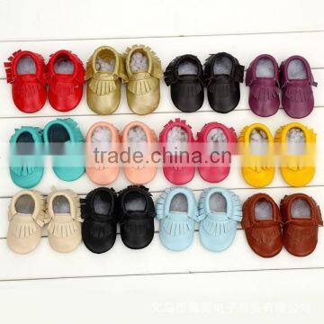 2015 Wholesale shoes baby moccasins soft cow leather baby shoes for soft sole baby prewalker shoes