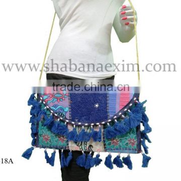 Royal blue color embroidered sling purse patchwork clutch hobo bohemian ethnic fabric bags