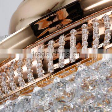 Golden 4 Blades Crystal Remote Ceiling Fans With LED Light Quality Choice