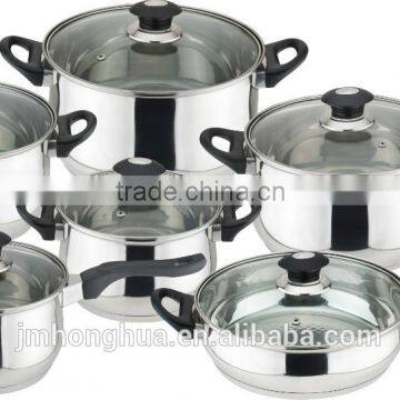 12 PCS stainless steel tempered glass lids for cookware