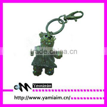 Promotional Crystal bear wear dance skirt keychain factory