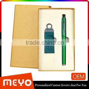 USB flash drive key chain and metal pen gift set box corporation gift