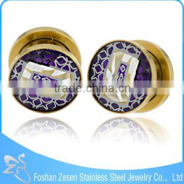 Stylish Gold Plated Ear Expanders Body Piercing Elegant Ear Plug Jewelry
