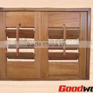 Stained Wood Grain Basswood Plantation Shutter