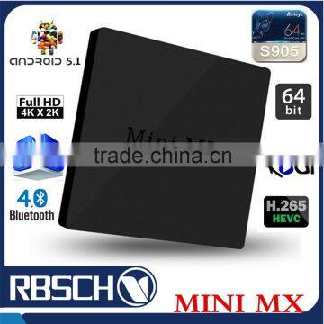 Google android 5.1 TV BOX Full HD Media player Amlogic S905 Quad core MINI MX Set top box