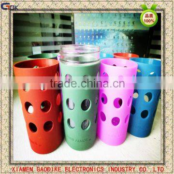 Food grade silicone 16 oz glass water bottle silicone sleeves