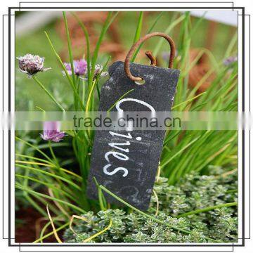 Natural slate garden label with white pen