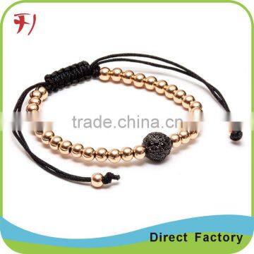 Christmas gift best selling gold bead bracelet black matte agate bead mens bracelet