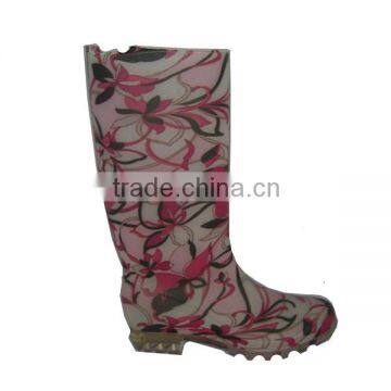 fancy flower print PVC rain boots women,OEM high quality water shoes,eco-friendly plastic working boots