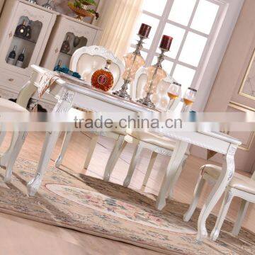 Restaurant Dining table solid wood silver leaf elephant dining table in white