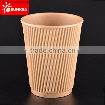 Branded two and three layers corrugated paper cups for hot coffee and tea