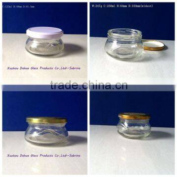 125ml 230ml canning glass jar with white gold lid