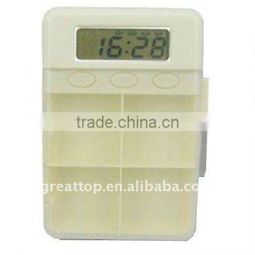 Digital pill box timer with 4 compartments and buzzer