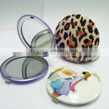 Aluminum Metal Conpact Mirror Printed Real Glass Cosmetic mirror for promotion