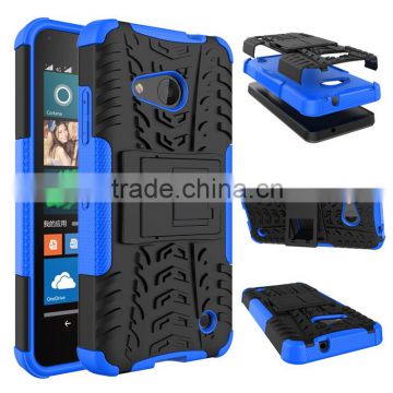 Dual layers protective stand rubber cover for Microsoft Lumia 550 ballistic back case