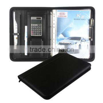 A4 Size Leather Ring Binder Document Folder Zipper Folder