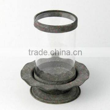 100097MC-pillar metal candle holder w/bowl stand