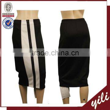 Black white stripe business lady tight fitted pencil skirt latest formal skirt