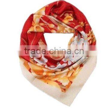 Flower Printed Square Silk Scarf Foulard