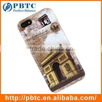 Set Screen Protector And Case For Iphone 5 , Hard Plastic Retro Style Triumphal Arch Wholesale Cell Phone Case
