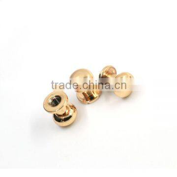 Round head natural brass screwback button stud, collar buttons