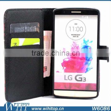 Factory Price! Fancy Leather Case for LG G3, TPU Cover Wallet Leather Case for LG Optimus G3