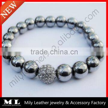 2014 New Design Silver Hematite Crystal Bracelet MLAS-017