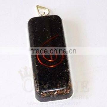 Black Tourmaline Orgone Long Rectangle Pendant | Orgone Pendant | Orgonite Pendant | Rectangle Pendant | Black Stone Pendant