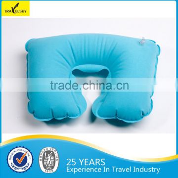 13031 Flocked PVC inflatable travel neck pillow