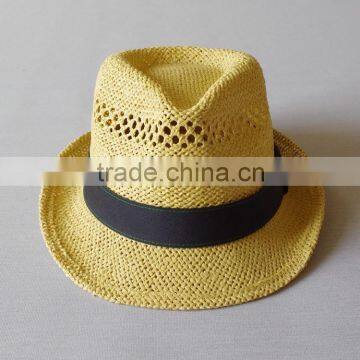 Summer Beach Hand Knitting Paper Straw Hat Straw Cap Fedora Hat photo-2
