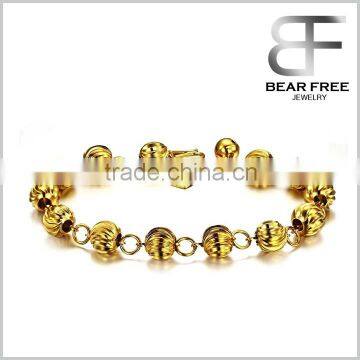 Gold Plated Noble Women's Bracelets Pumpkin Shaped Beads Chain Wristband Elegant Wedding Party Bride Gift