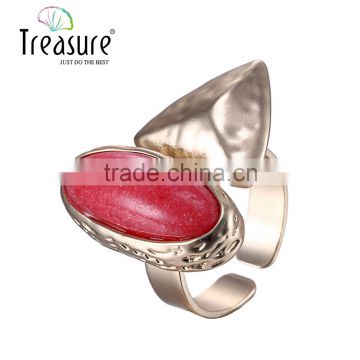 Dubai Red stone mosaic gold plating ring for elegant women valentine's gift