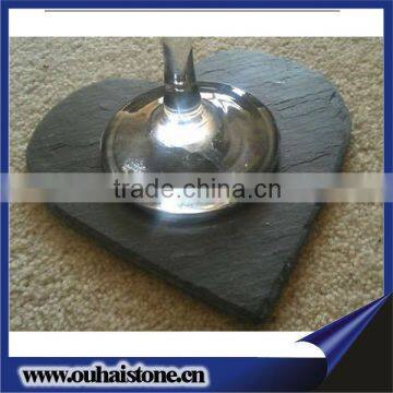 Wholesale black slate dinnerware slate heart coaster plate