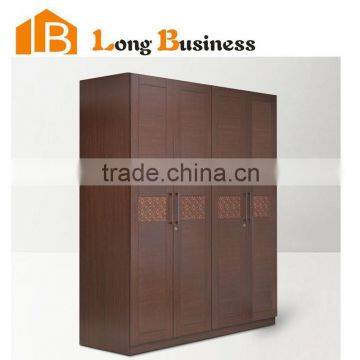 LB-DD3087 wood veneer door skin bedroom furniture 4 doors wardrobes