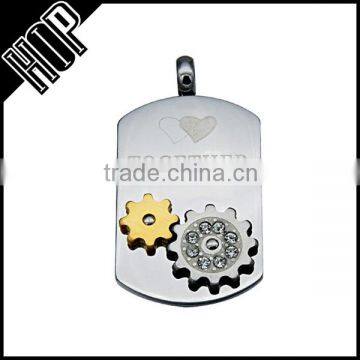 Best selling high quality stainless steel silver tag geer pendant