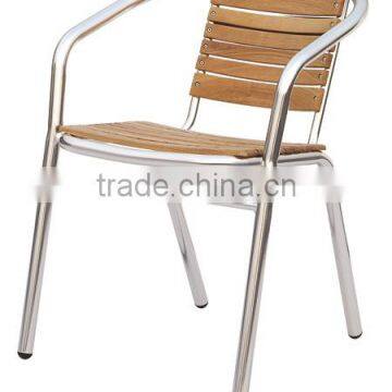 Trade assurance portable aluminum stacking chair with wood slats