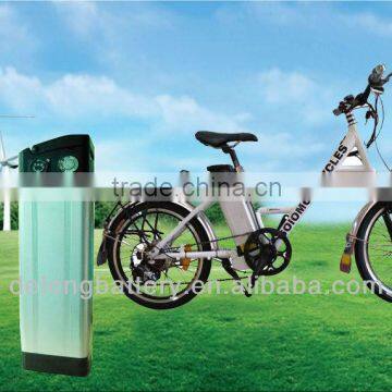 China manufacturer 36V 10A electric bicycle battery with silver fish case