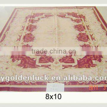 8x10 Handmade beige aubusson hand rugs for sale