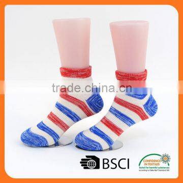 custom cotton red and navy blue stripe teen girls ankle asian boy socks