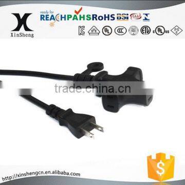 Home Appliance JIS power plug vctf cable with 3 outlet extension cord