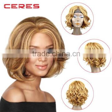 Ombre lace front Wig Cheap Fashion Female Beauty Two-tone Human Hiar Wigs African American Short Curly Wig For Black Women