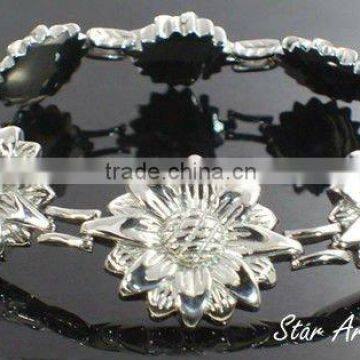 latest stainless steel jewelry,wholesale good quality bracelet,stainless steel jade flower bracelet B138