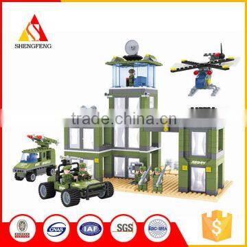 Funny construction army headquarters patrol car block toys