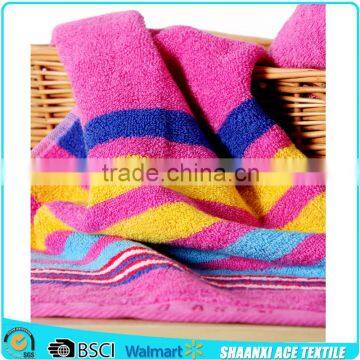 Customized woven stripes hotel towel terry loop stripe beach towel