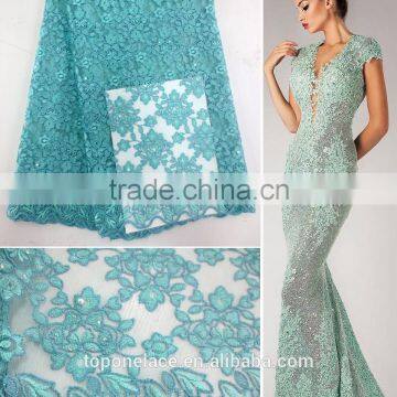 Top Fashion embroidered flower tulle lace beaded pearl tulle fabric french net lace